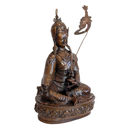 Antique Bronze Padmasambhava – 18th–19th Century – three-quarter front view