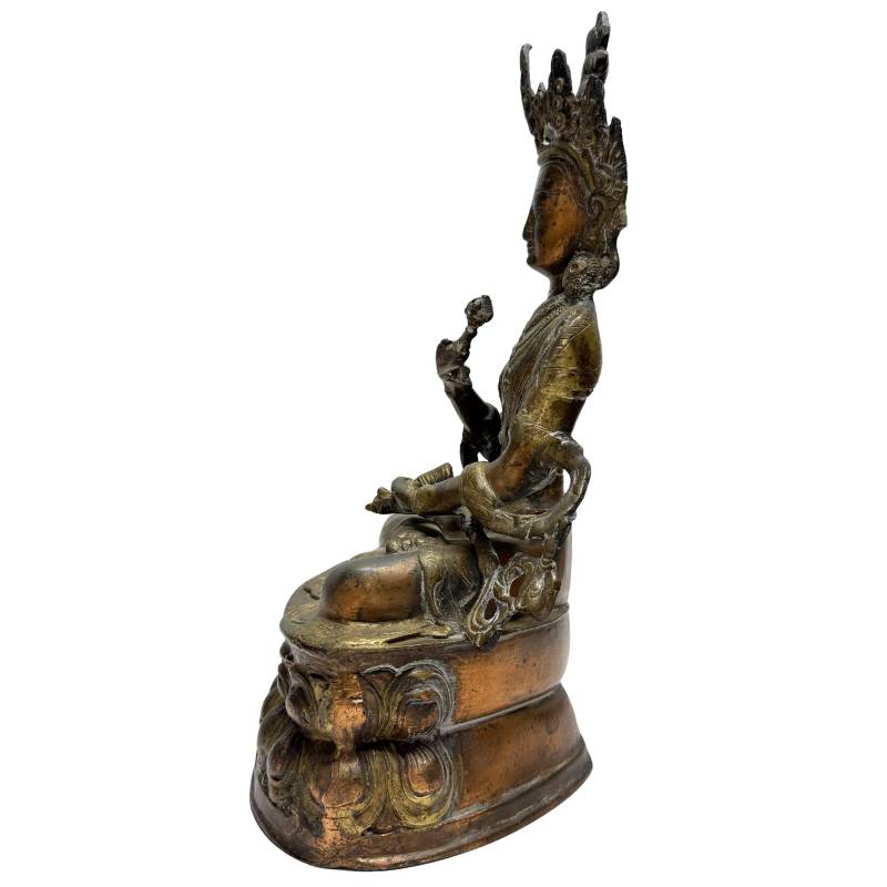 Antique Bronze Vajrasattva with Vajra and Ghanta – right-side view