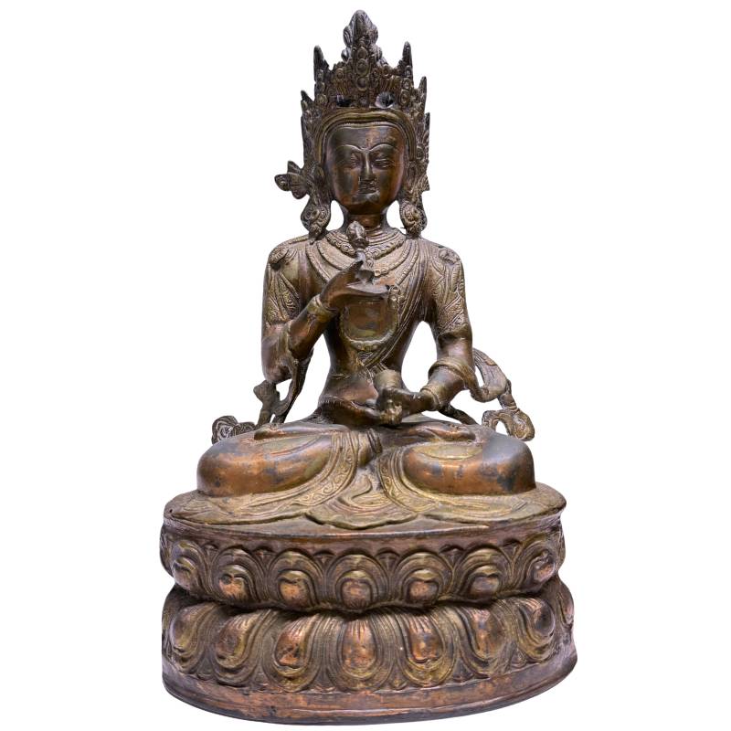 Antique Bronze Vajrasattva with Vajra and Ghanta – front view