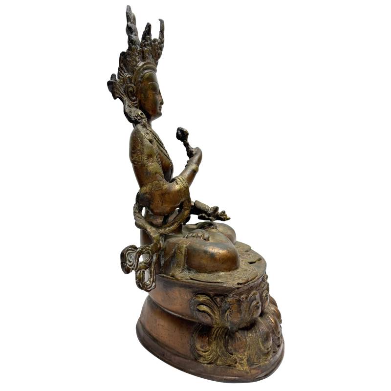 Antique Bronze Vajrasattva with Vajra and Ghanta – left-side view
