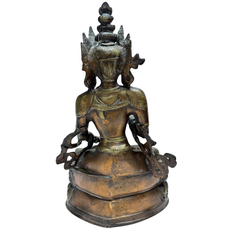 Antique Bronze Vajrasattva with Vajra and Ghanta – rear view