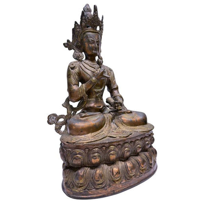 Antique Bronze Vajrasattva with Vajra and Ghanta – three-quarter front view