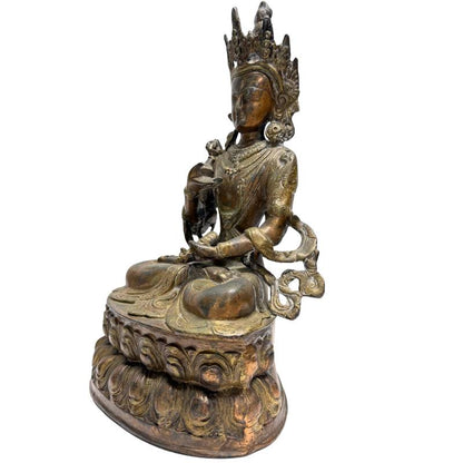 Antique Bronze Vajrasattva with Vajra and Ghanta – opposite three-quarter front view