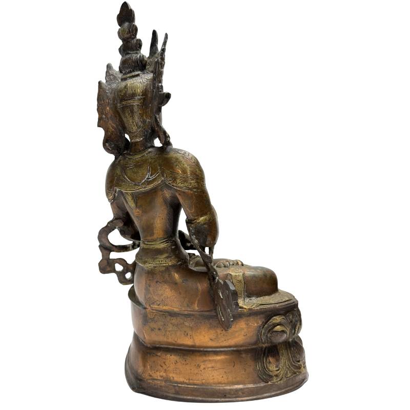 Antique Bronze Vajrasattva with Vajra and Ghanta – left three-quarter rear view