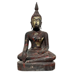 Antique Burmese Buddha – Gilt Teak, 19th Century, 29 cm