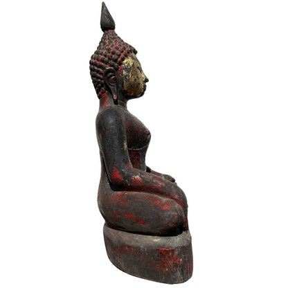 Antique Burmese Buddha – Gilt Teak, 19th Century, 29 cm – left-side view