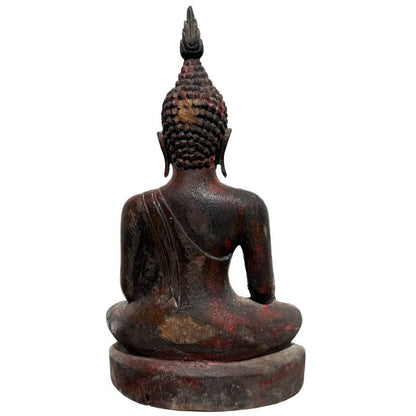 Antique Burmese Buddha – Gilt Teak, 19th Century, 29 cm – rear view