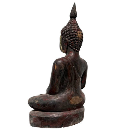 Antique Burmese Buddha – Gilt Teak, 19th Century, 29 cm – right three-quarter rear view