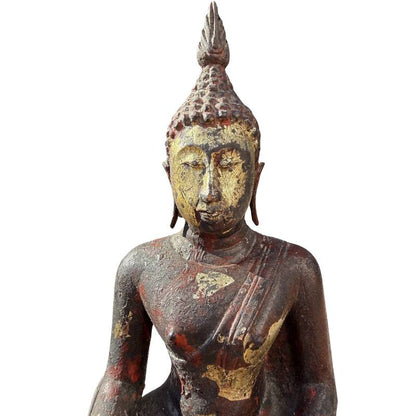 Antique Burmese Buddha – Gilt Teak, 19th Century, 29 cm – close view of the lower section