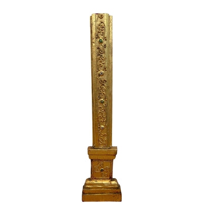 Antique Burmese Buddhist Altar Fronton – Carved Teak, ca. 1900 – opposite three-quarter front view