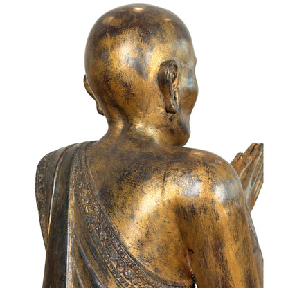 Antique Burmese Monastic Disciples – Gilt Wood, 19th Century – profile and silhouette detail