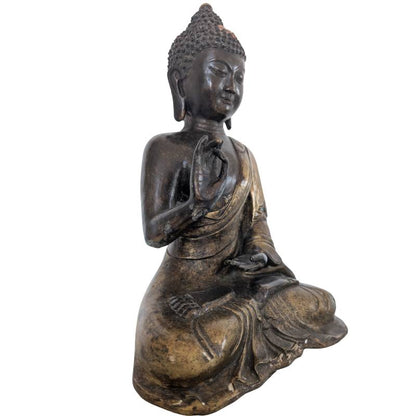 Antique Chinese Teaching Buddha – Bronze, Qing Attribution, 33 cm – three-quarter front view
