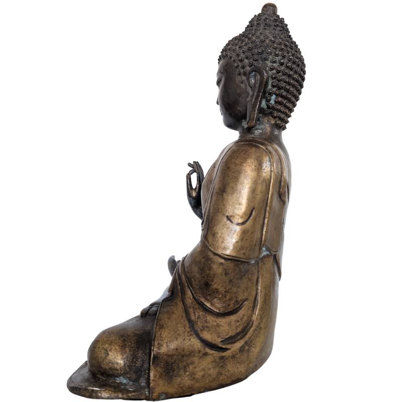 Antique Chinese Teaching Buddha – Bronze, Qing Attribution, 33 cm – right-side view