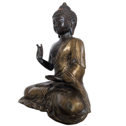 Antique Chinese Teaching Buddha – Bronze, Qing Attribution, 33 cm – opposite three-quarter front view