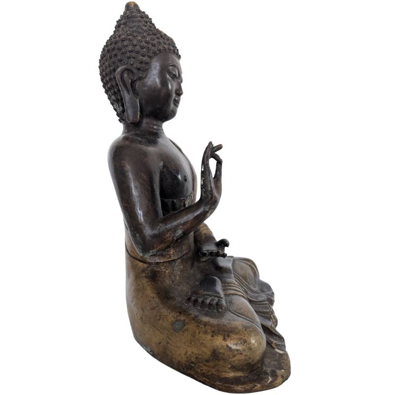 Antique Chinese Teaching Buddha – Bronze, Qing Attribution, 33 cm – left-side view