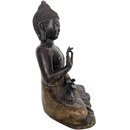 Antique Chinese Teaching Buddha – Bronze, Qing Attribution, 33 cm – left-side view