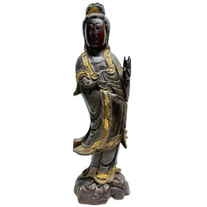 Antique Chinese Wooden Guanyin – Qing Dynasty, 45.5 cm