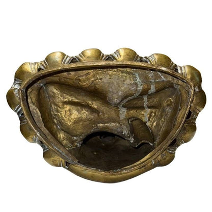 Antique gilt metal Buddha, open underside with rough casting interior