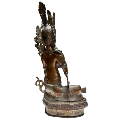 Antique Himalayan bronze Tara, rear-left view with flowing ornaments