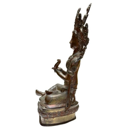 Antique Himalayan bronze Tara, right profile with extended leg
