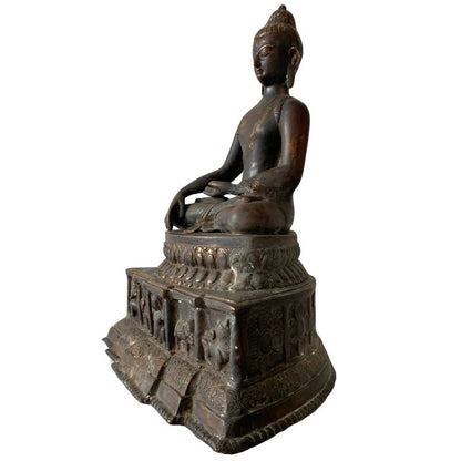 Antique Himalayan Buddha – Gilt Bronze, West Tibet / Mustang Attribution, 52 cm – three-quarter front view