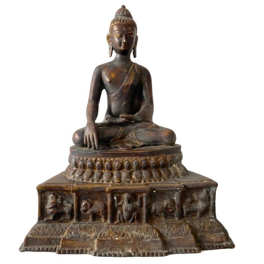Antique Himalayan Buddha – Gilt Bronze, West Tibet / Mustang Attribution, 52 cm – front view