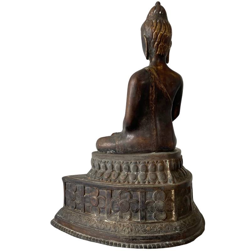 Antique Himalayan Buddha – Gilt Bronze, West Tibet / Mustang Attribution, 52 cm – left three-quarter rear view