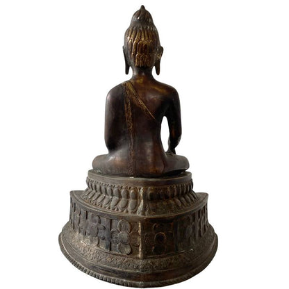 Antique Himalayan Buddha – Gilt Bronze, West Tibet / Mustang Attribution, 52 cm – rear view