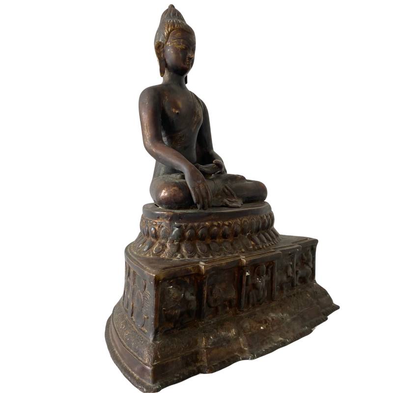 Antique Himalayan Buddha – Gilt Bronze, West Tibet / Mustang Attribution, 52 cm – right-side view