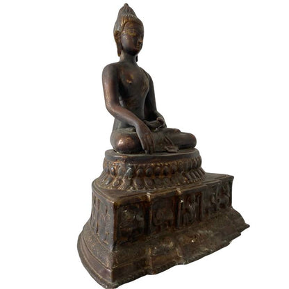 Antique Himalayan Buddha – Gilt Bronze, West Tibet / Mustang Attribution, 52 cm – right-side view