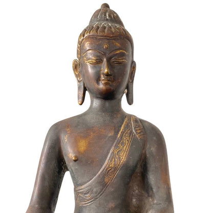 Antique Himalayan Buddha – Gilt Bronze, West Tibet / Mustang Attribution, 52 cm – close view of the upper section