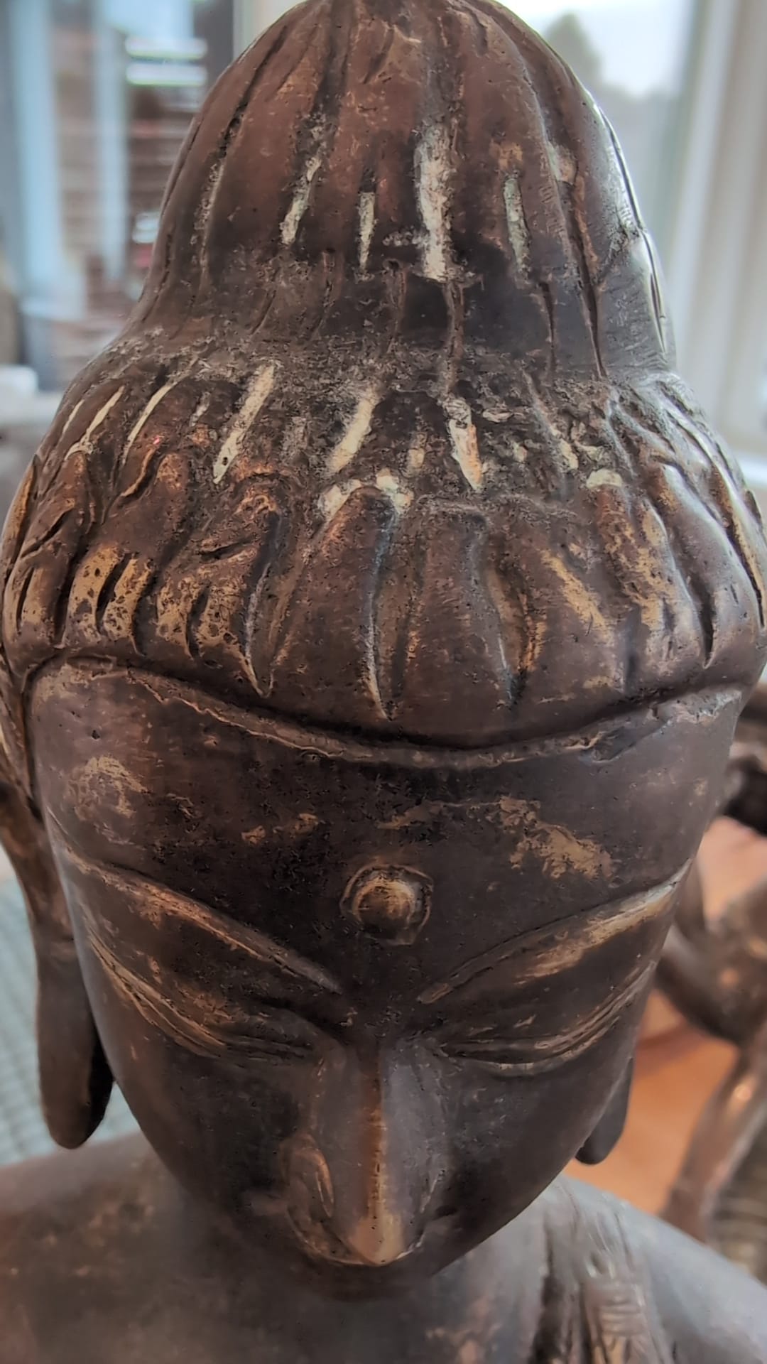 Antique Himalayan Buddha – Gilt Bronze, West Tibet / Mustang Attribution, 52 cm – close view of the lower section