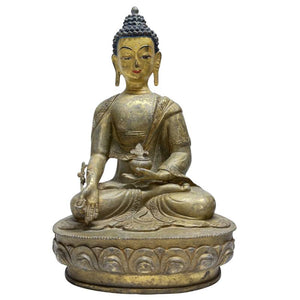 Antique Himalayan Gilt Bronze Medicine Buddha – 33.5 cm