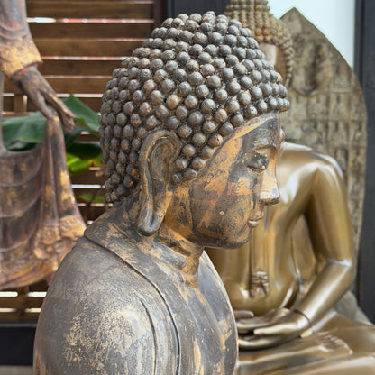 Antique Japanese Seated Buddha – Gilt Bronze, ca. 1900 – profile and silhouette detail