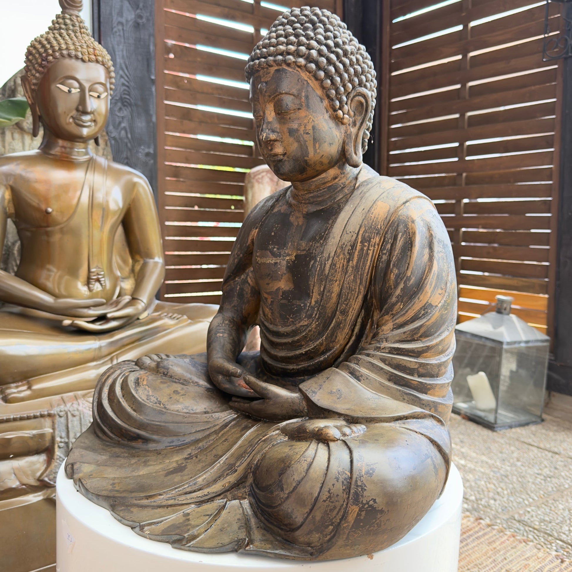 Antique Japanese bronze Buddha with natural patina, catalogue view 08