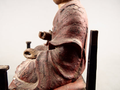 Antique Japanese Kobo Daishi in Zushi Shrine – Edo Attribution, 35 cm – additional surface detail
