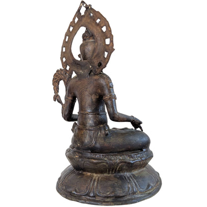 Antique Javanese Padmapani Avalokiteshvara – Bronze, 32 cm – left three-quarter rear view