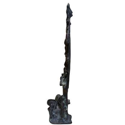 Antique Muchalinda Buddha Temple Relief – Bronze, 29 cm – close view of the upper section