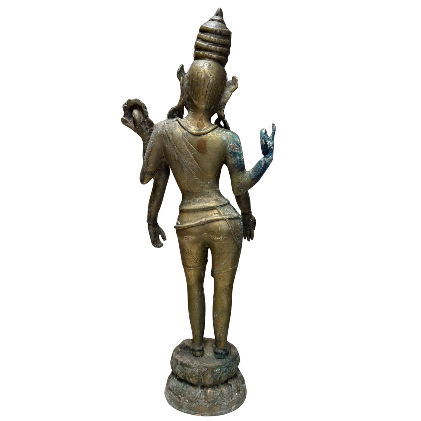 Antique Nepalese Four-Armed Avalokiteshvara – Gilt Bronze, 55 cm – rear view