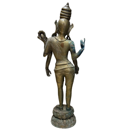Antique Nepalese Four-Armed Avalokiteshvara – Gilt Bronze, 55 cm – rear view