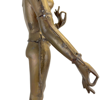 Rear view of the monumental Nepalese Green Tara with lotus stem and double lotus base