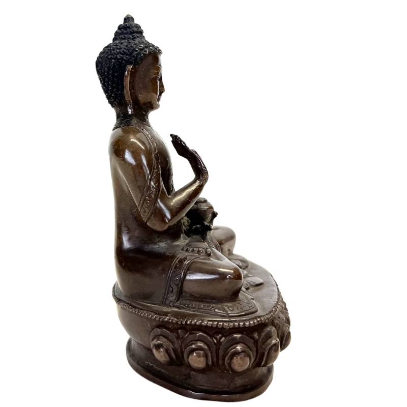 Antique Nepalese Medicine Buddha – Bronze, 13 cm – left-side view