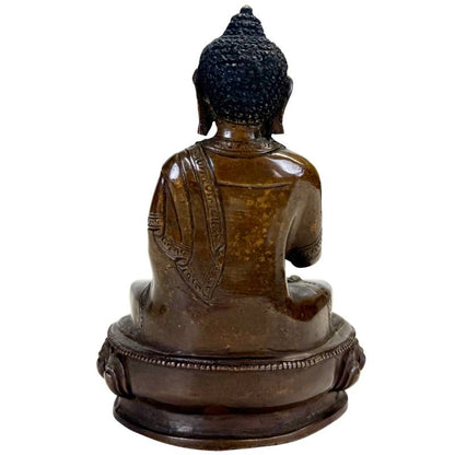 Antique Nepalese Medicine Buddha – Bronze, 13 cm – rear view