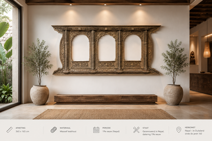 Antique Nepalese Newari San Jhya Portal – Carved Teak, 365 cm – left-side view