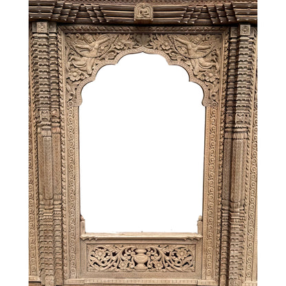Antique Nepalese Newari San Jhya Portal – Carved Teak, 365 cm – rear view