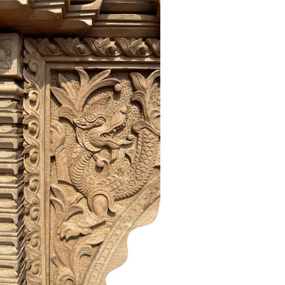 Antique Nepalese Newari San Jhya Portal – Carved Teak, 365 cm – decorative detail