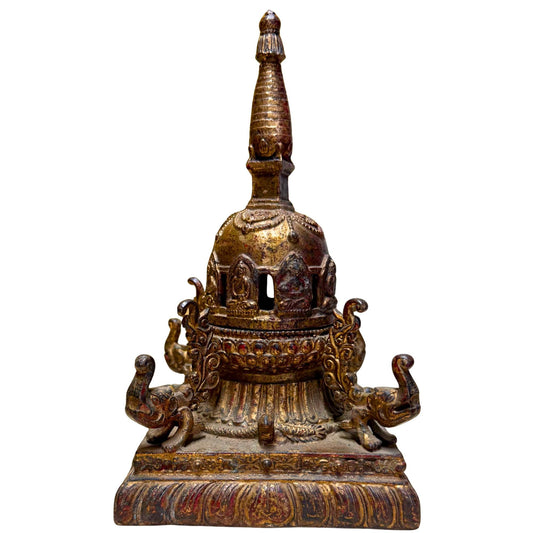 Antique Nepalese Shikarakuta – Gilt Bronze, 17th Century, 22 cm – front view