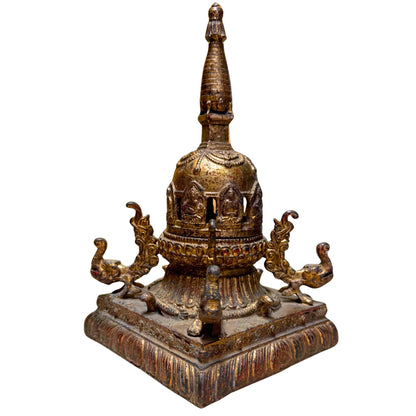 Antique Nepalese Shikarakuta – Gilt Bronze, 17th Century, 22 cm – left-side view