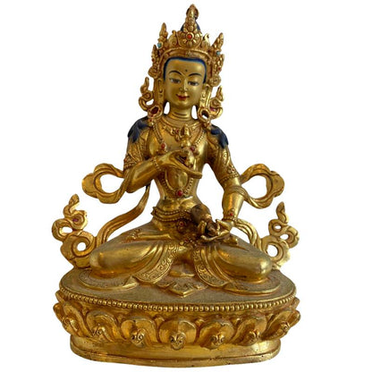 Antique Nepalese White Tara – Gilt Bronze, Newar Style, 15 cm – front view