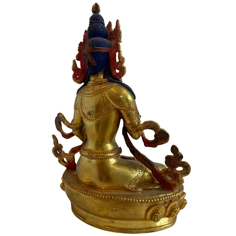 Antique Nepalese White Tara – Gilt Bronze, Newar Style, 15 cm – left three-quarter rear view